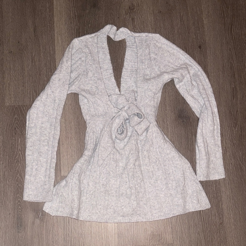 Gray V-Neck Sweater - image 2